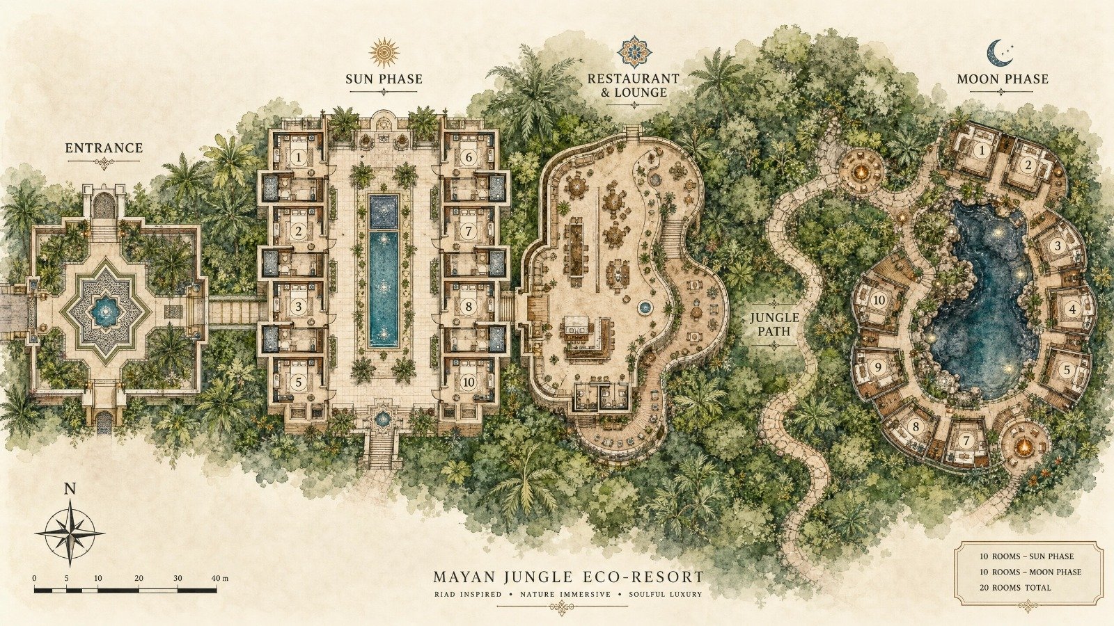 Master Plan Arquitectónico de Riad Tulum Cobá